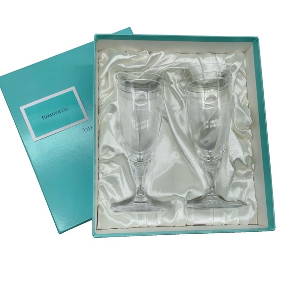 Tiffany & Co. Crystal champagne Flutes with Box - Picture 7 of 10